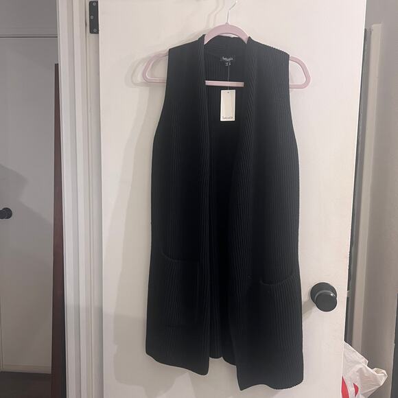 Splendid Black Juliet Rib Open Front Sleeveless Cardigan Sweater Vest - xs - Picture 5 of 5